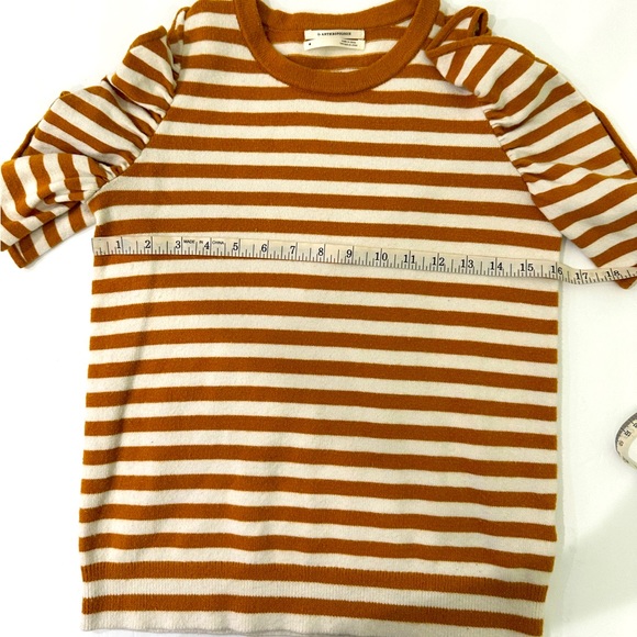 Anthropologie | Jillian flutter sleeve stripped sweater Top size medium - Picture 11 of 13
